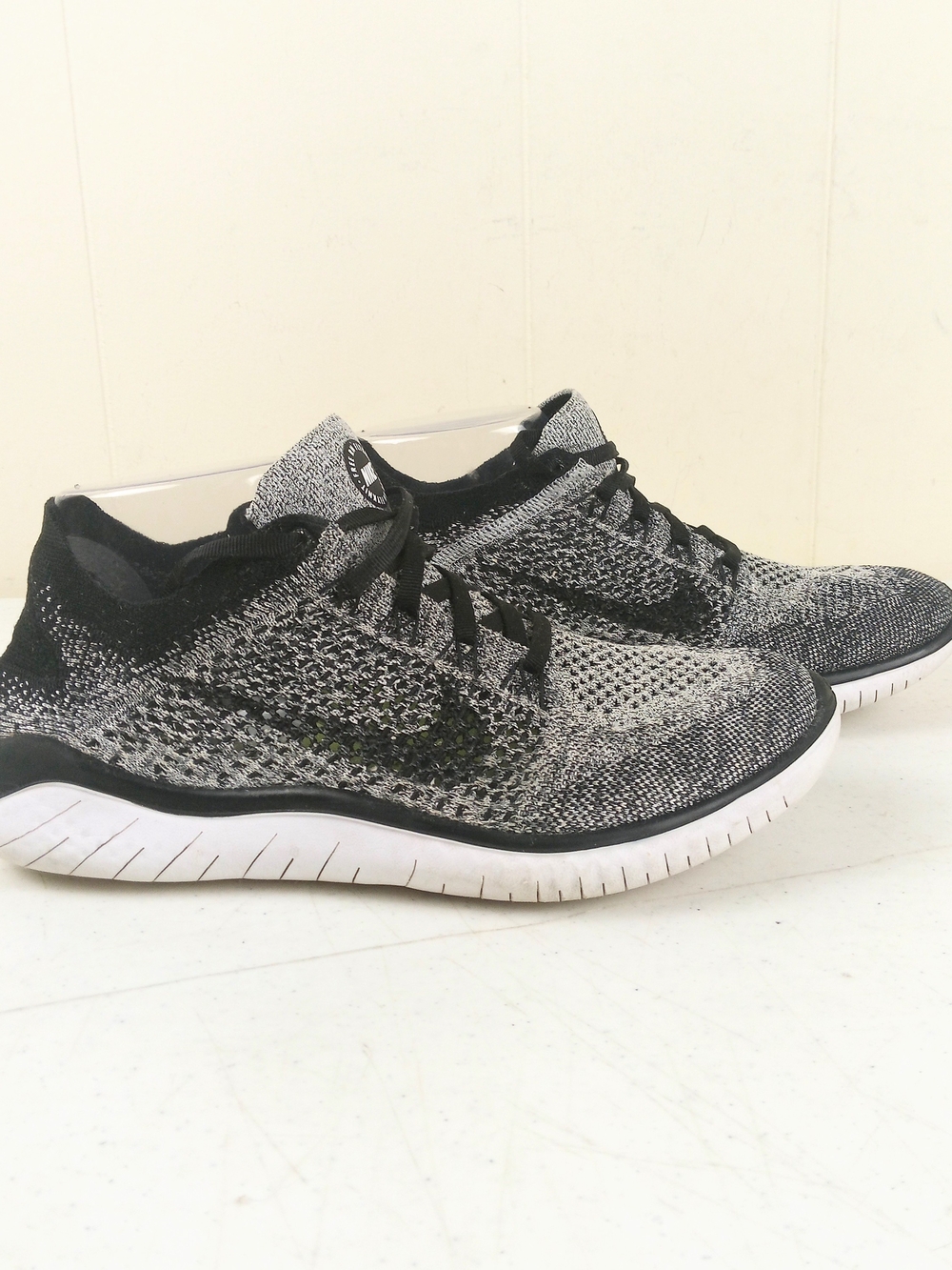 Nike Free RN Flyknit Women’s Running Shoes - Black/White Lace Up Sneakers 8.5